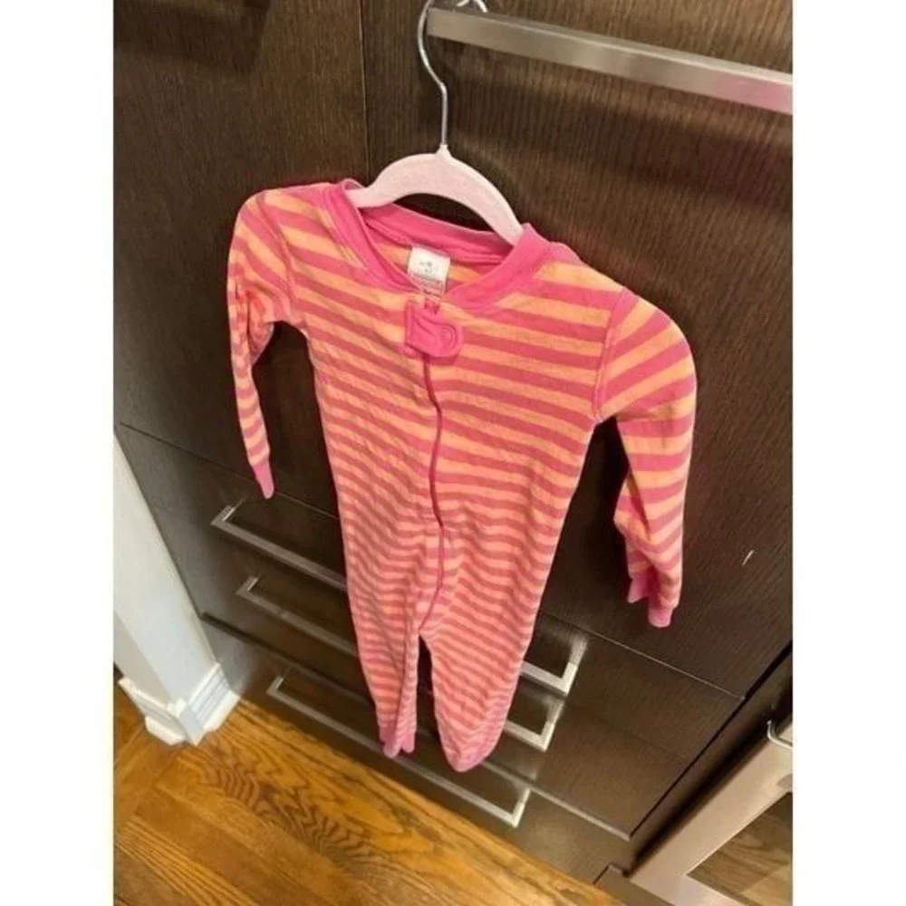 Hanna Andersson stripe pink sleepers size 90‎ 3